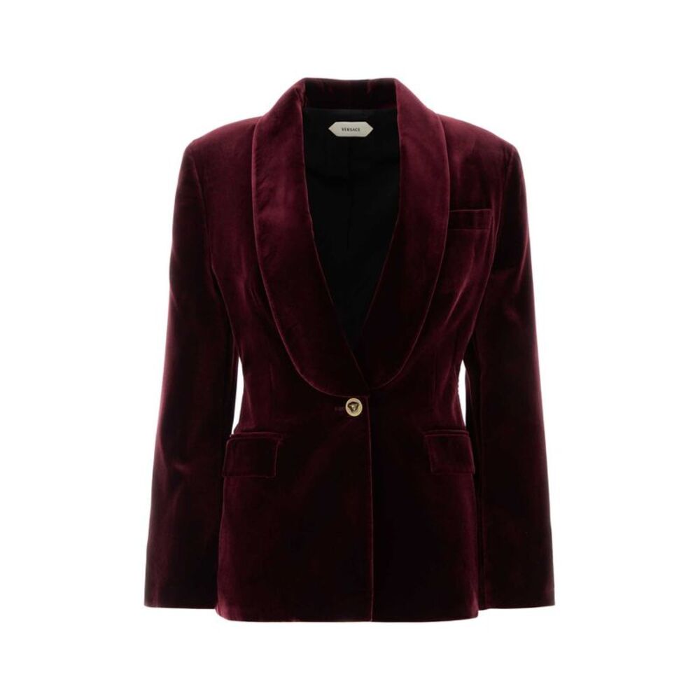 Versace Women Burgundy Velvet Blazer